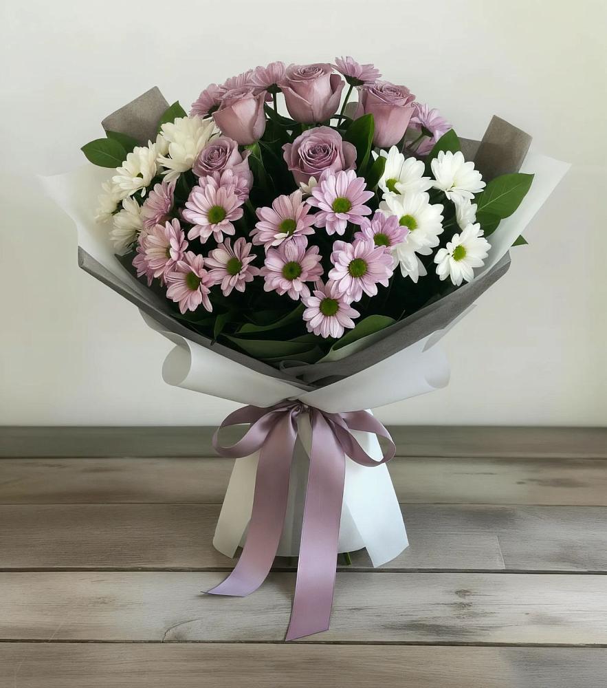 Букет цветов из: Хризантемы и Розы в Кропоткине