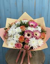 Букет цветов из:  Розы, Герберы и Хризантемы #REPLACE_PRED# Кропоткине