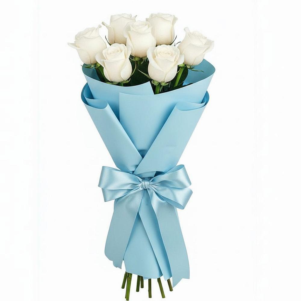 Букет 7 белых роз Проуд в Кропоткине