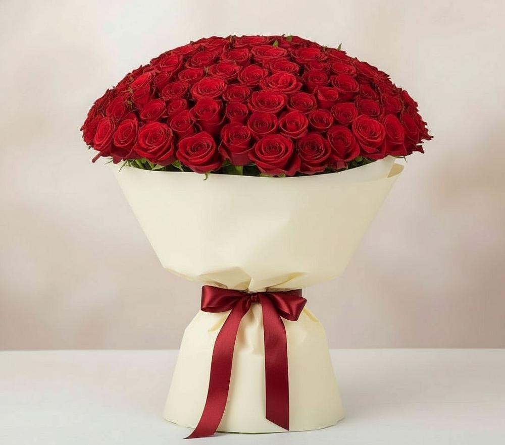 Букет 101 Красная роза Милано в Кропоткине