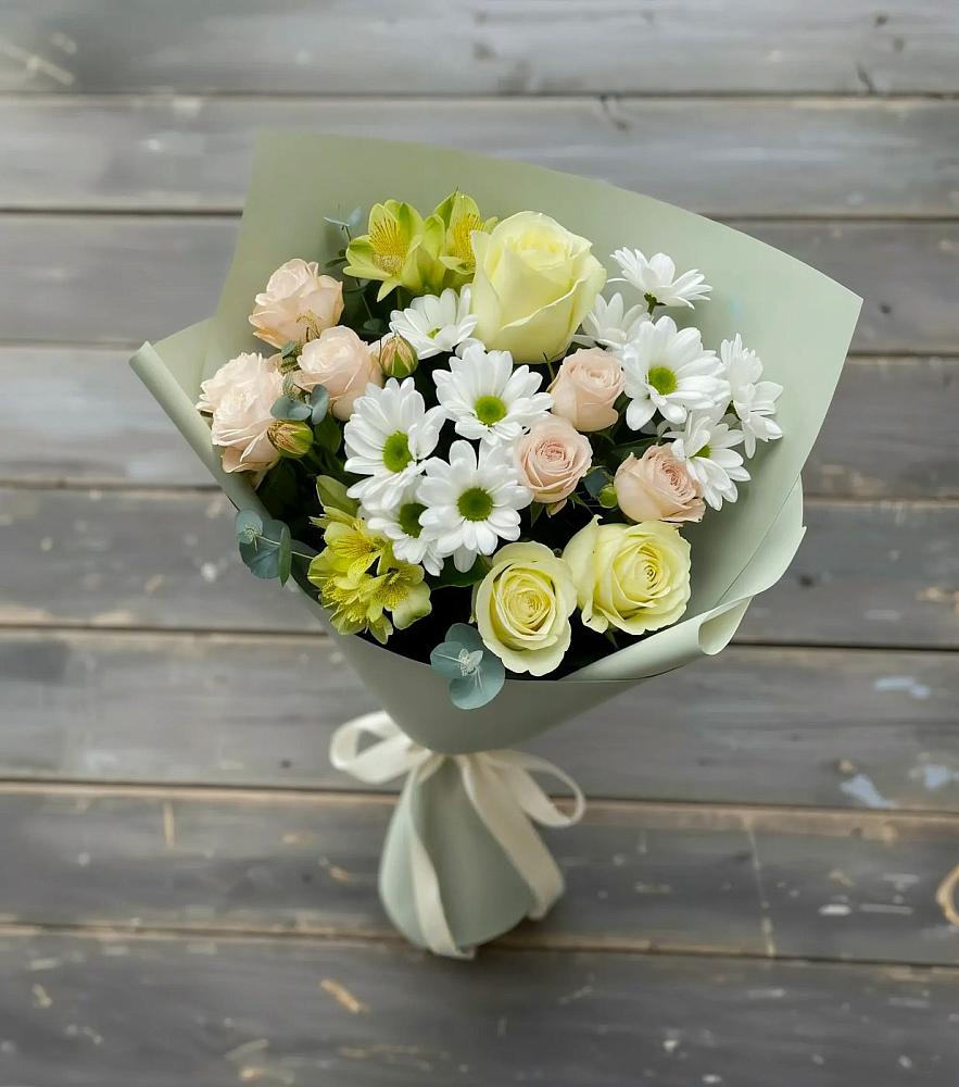Букет цветов из: Альстромерии, Розы и Хризантемы в Кропоткине