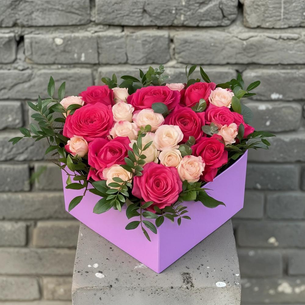 Цветочная композиция из Розы в коробке в Кропоткине