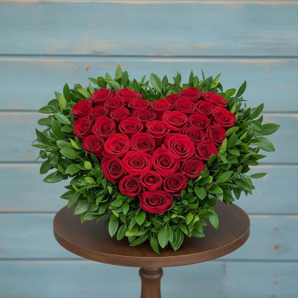 Цветочная композиция из Розы в виде сердца в Кропоткине