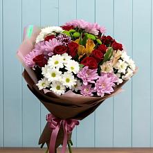 Букет цветов из:  Розы, Хризантемы и Альстромерии в Кропоткине
