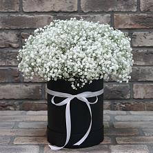 Цветочная композиция из Гипсофила в шляпной коробке в Кропоткине